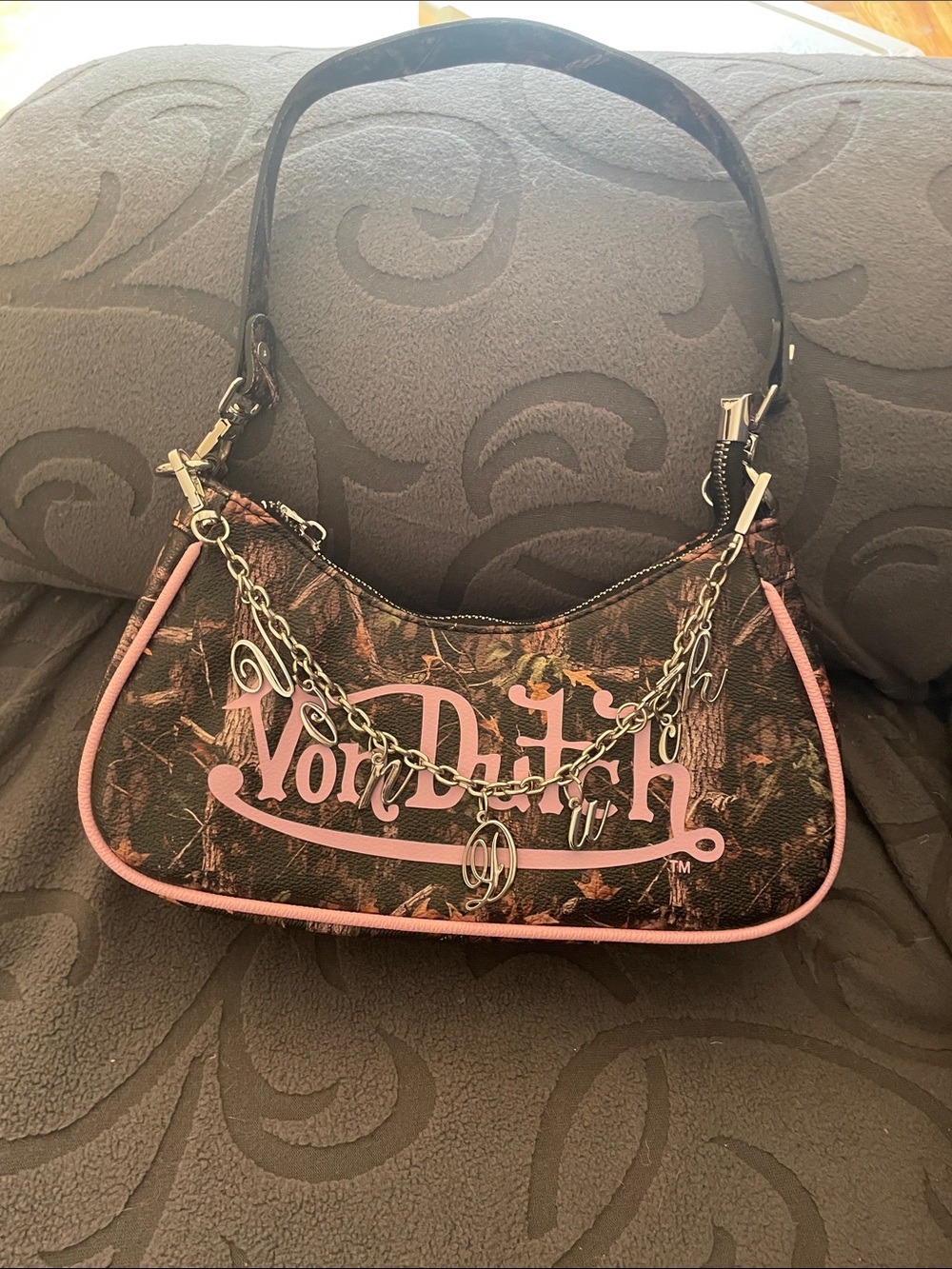 Von Dutch brown and Pink Logo Shoulder Bag - Picture 4 of 6